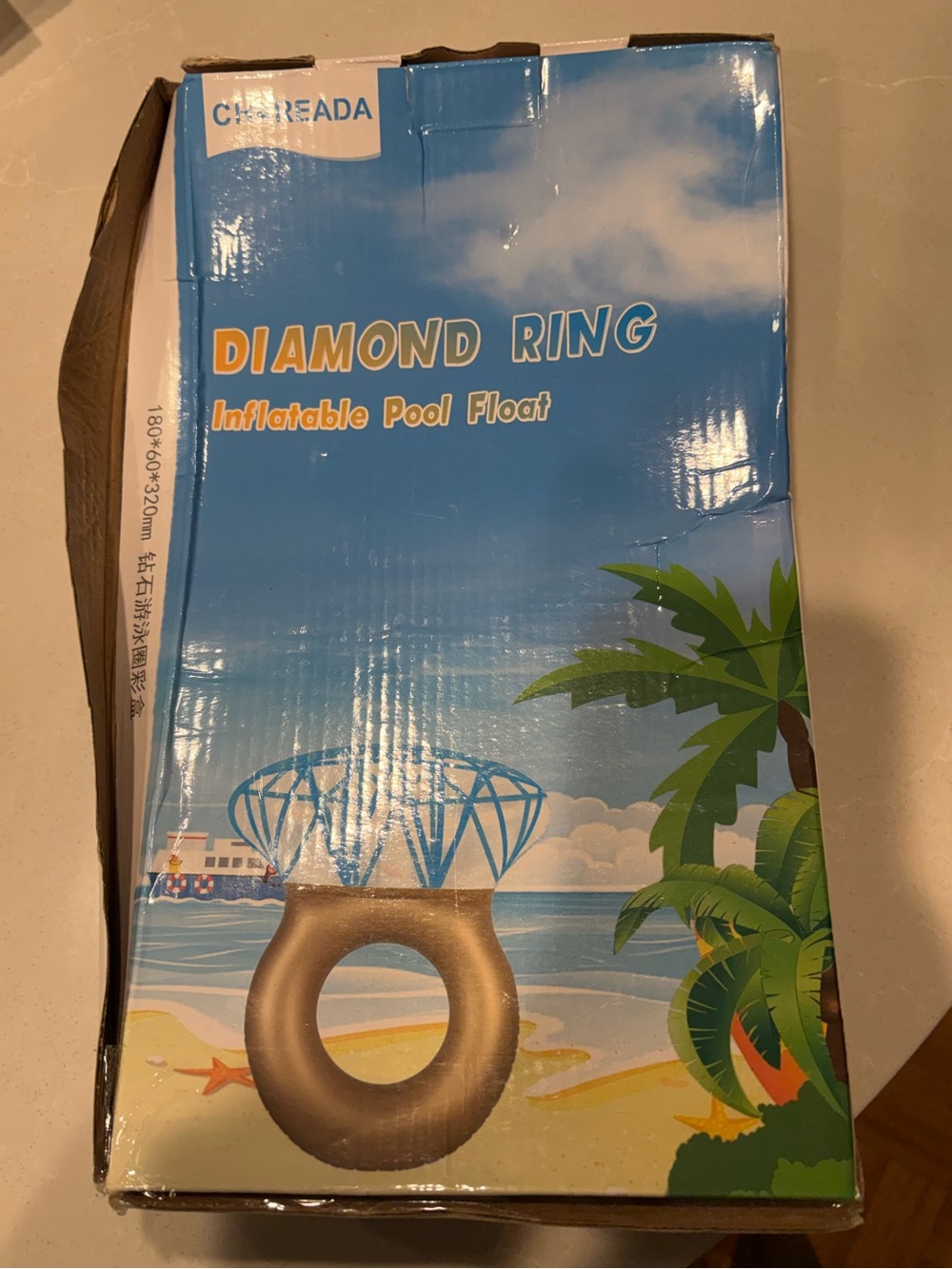 Diamond Ring Inflatable Pool Float - Gold